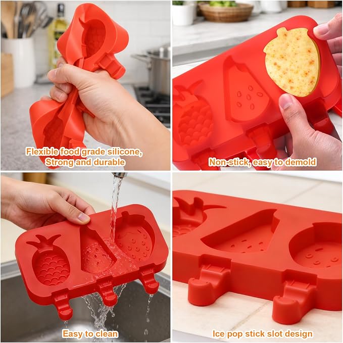 Mity rain 2 Pack Cake Pop Molds Silicone, 6 Cavity Reusable Cakesicle Molds | - Image 4