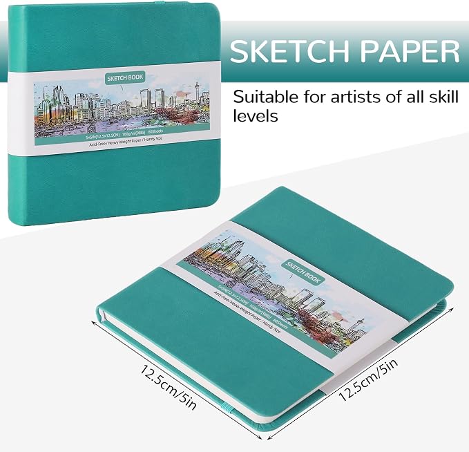 Prudiut Hardcover Pocket Sketchbook, 98lb/160gsm Heavyweight Tiny Sketch Book - Image 2