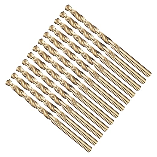 Drill Bit, 3/16" Cutting Diameter (4.763mm), 4241 HSS Black and Gold 118° Cutting Angle Versatile Jobber Bits - (Applications: for Drilling Plastic Wood Soft Thin Metal), 12-Pieces