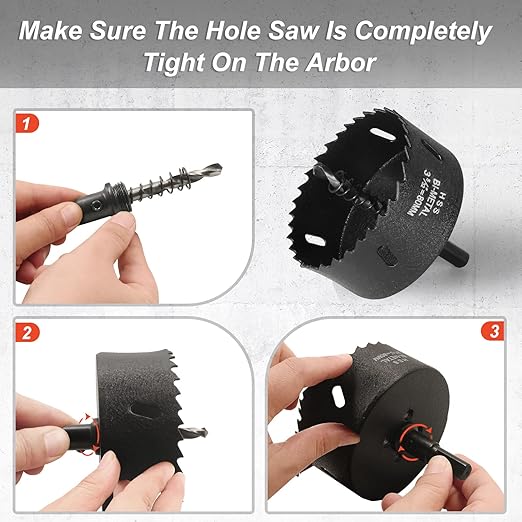 3-1/8 Inch Hole Saw with 3/8" Triangle Shank Quick Change Arbor, JTemgle Bi-Metal Hole Saw Heavy Duty Hole Cutting Tool for Cornhole Boards, Recessed Lights, Wood, Plastic, Drywall & Soft Metal