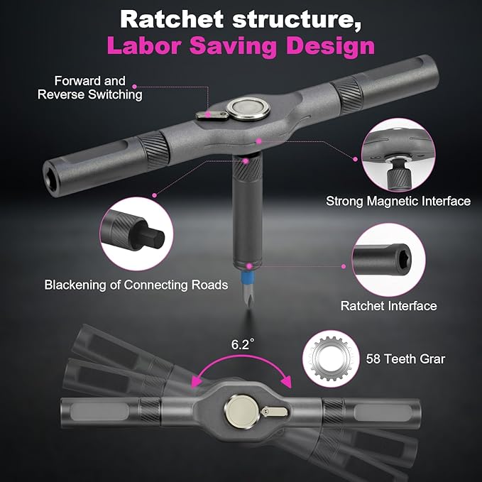 Ratchet Screwdriver Set, 42-in-1 Magnetic Bit Screwdriver Set With Detachable Ratchet Handle, Repair Tool Set for Furniture, Computers, Bicycles and DIY Project, Screwdriver Tool Kit for Women