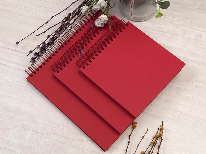 potricher 10 x 10 Inch DIY Scrapbook Photo Album 80 Pages Thick Kraft Blank Red - Image 6