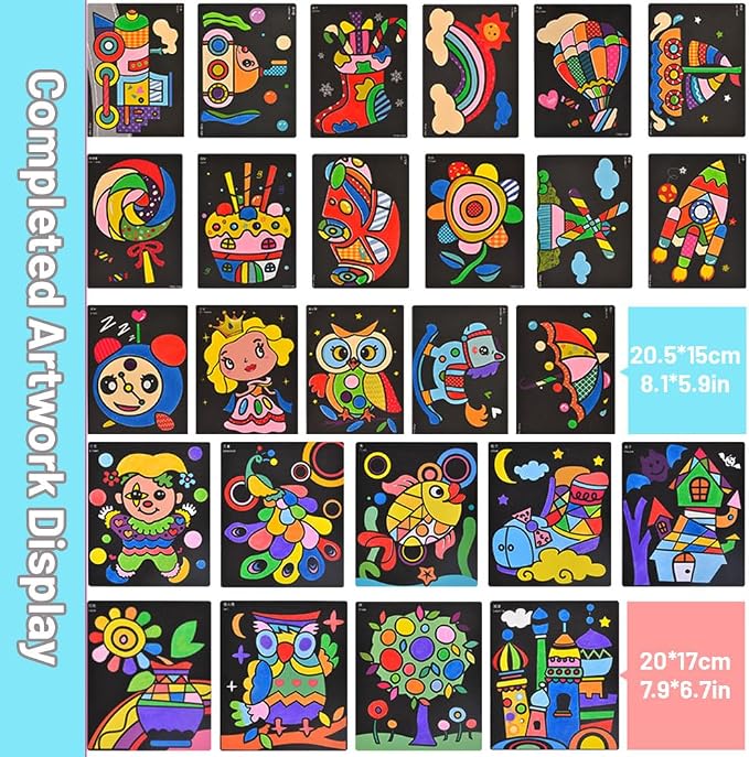 RivanPal Colorful Sand Art Kit Crafts, 26 Different Cartoons - Image 3