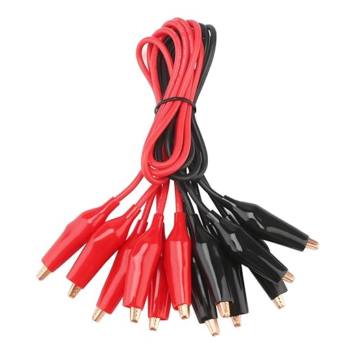 DROK Jumper Wires with Alligator Clips Electrical - 6pcs 45mm Large Pure Copper 19.6 inches/50cm Test Leads with Alligator Clips for Multimeter Electrical Testing