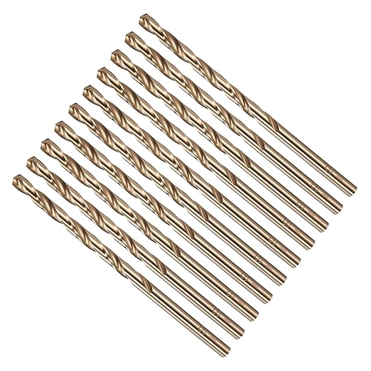 Drill Bit, #21 Cutting Diameter, 4341 HSS Gold Finish 135° Cutting Angle Number Jobber Bits - (Applications: for Drilling Soft Metal Plastic Wood), 10-Pieces