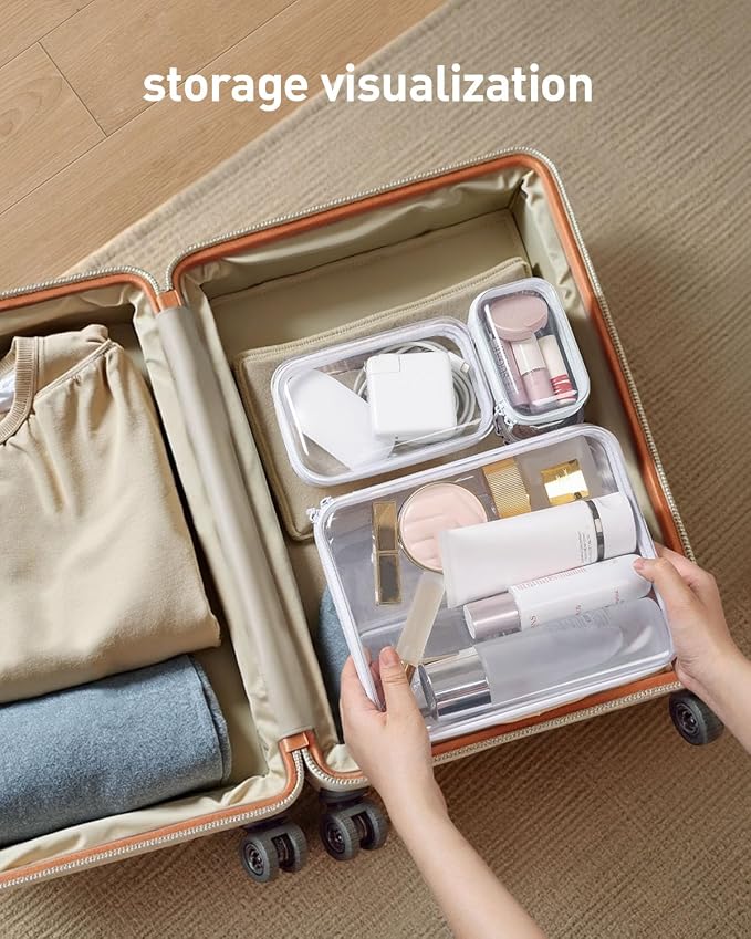 CoiiJoii Zippered Pouch Hard, Stackable Storage Bins, Portable Clear Bin Zipper - Image 4