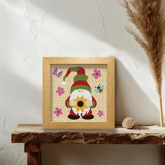 BEUNITONE 2 Sets Gnome Punch Needle Kits Flower Beginner Punch Embroidery Kits - Image 5