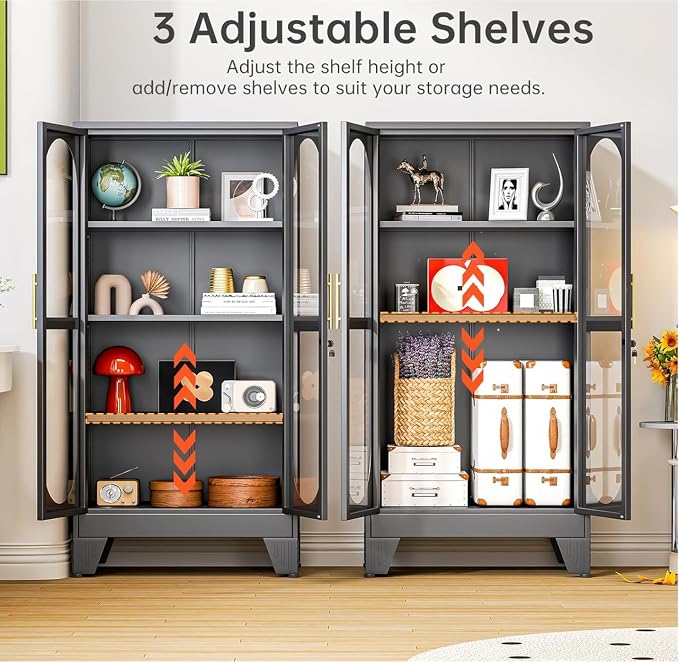 61"H Metal Display Cabinet - Image 3