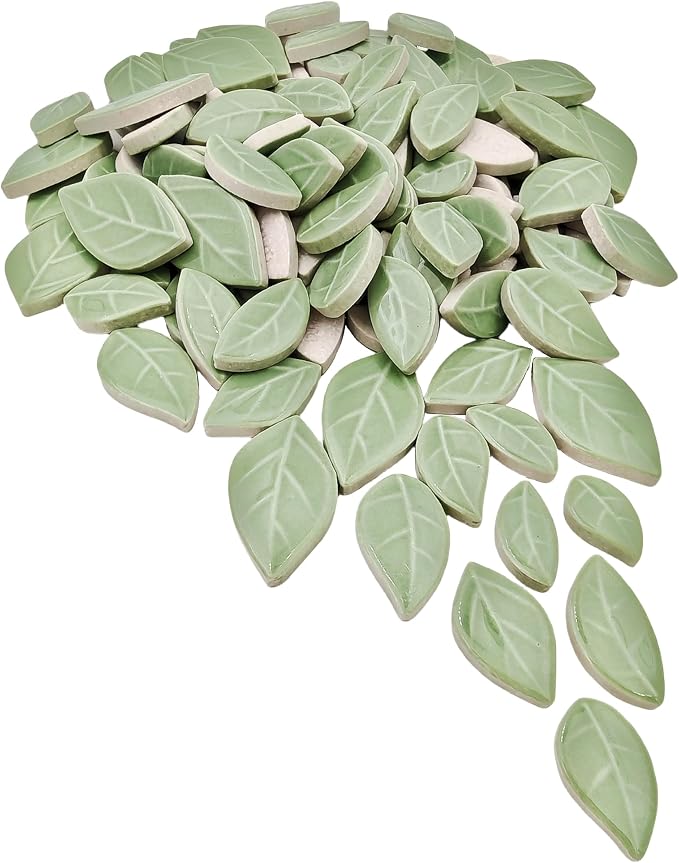 500g/1.1lb Leaf-Shaped Ceramic Mosaic Tiles, Ceramic Mosaic Pieces - Image 3