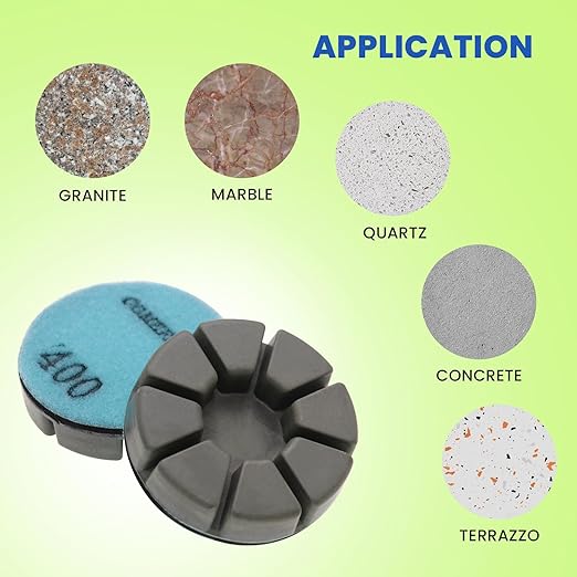 Diamond Floor Polishing Pucks for Terrazzo, Marble, Granite, Concrete Floor, 3 Inch 15mm Resin Bond Hook and Loop Polishing Pad, 400#, 3PCS