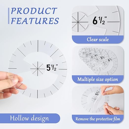 Imeepa 5PCS Clear Acrylic Circle Template Rulers - Image 3