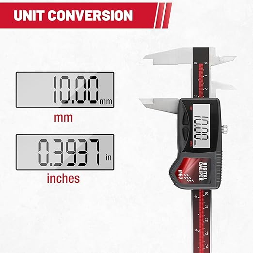 IP67 Digital Caliper Measuring Tool 0-6" Range, ±0.001" Accuracy Electric Micrometer Caliper with Large LCD Screen, Stainless Steel Electronic Digital Ruler with Auto-Off Feature