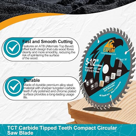 10 Inch Miter/Table Saw Blades 4pcs, 80 Teeth ATB TCT Fine Finish Wood Cutting Circular Saw Blade with 1 Inch Arbor