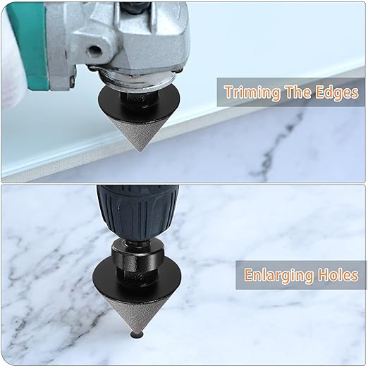 HARFINGTON Diamond Beveling Chamfer Bits 48mm Dia 5/8-11 Thread Cone Grinder Bit with Adapter, Countersink Drill Bit to Enlarge Holes for Porcelain Tile, Marble, Ceramic, Glass, Stones