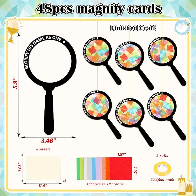Renbuzhu 48PCS Sunday School VBS Crafts Bulk: Paper Magnifying Glass Nativity - Image 4