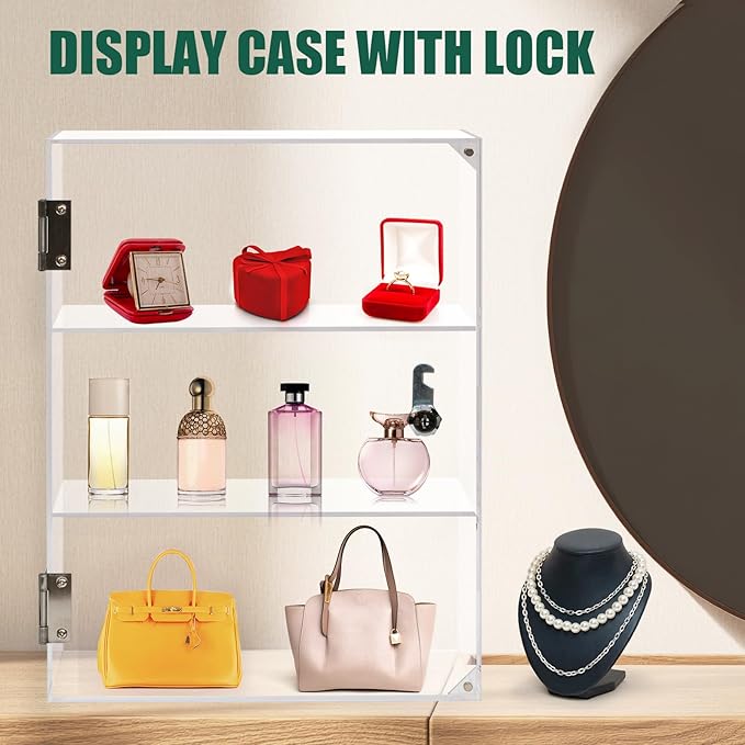 Locking Display Case, Showcase Display Cabinet, 3-Tier Acrylic Display Case - Image 4