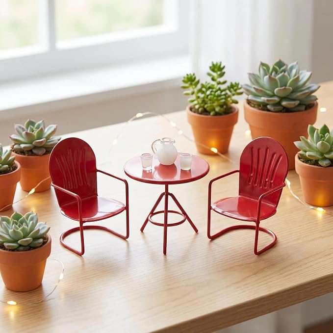 6 PCS Miniature Bistro Table & Chairs Set - Image 3