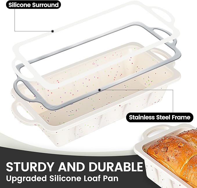 Vinino 2 Pack XLarge Nonstick Silicone Loaf Pans 12.5 x 5.5'' - Image 2