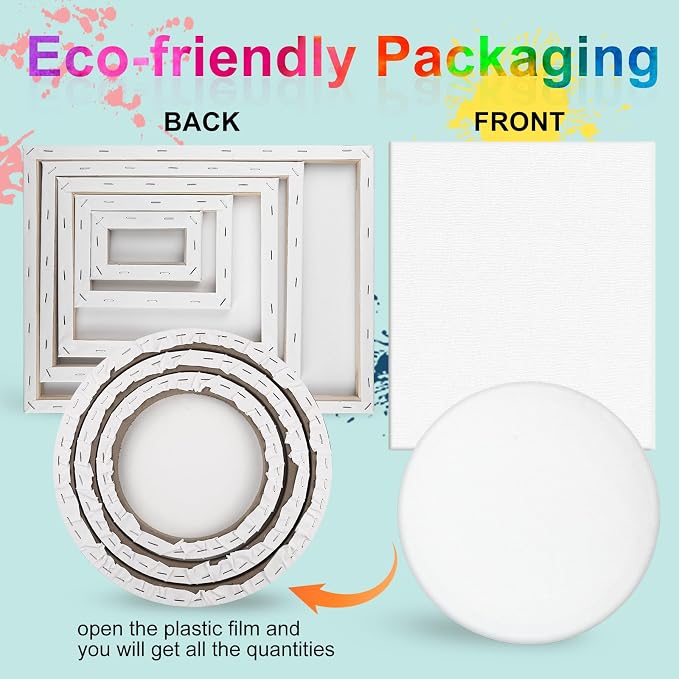 21 Packs Stretched Canvases for Painting, Round Canvas - Image 2