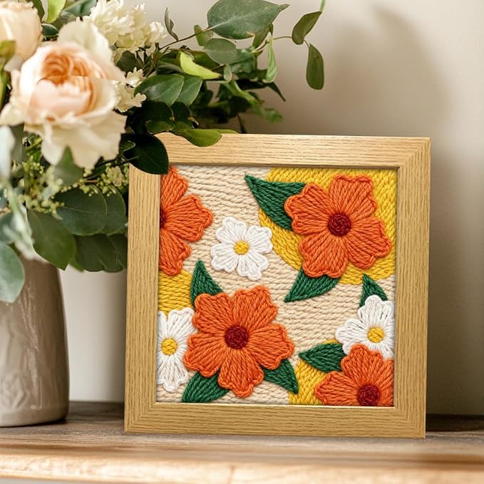 INFUNLY Punch Needle Frame Kits Red Flowers Punch Needle Embroidery Set - Image 6