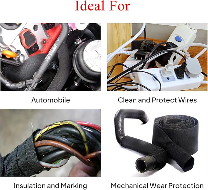 2 in 1 Heat Shrink Braided Sleeving Fabric Tubing-Perfectly fit Irregular Shape Hose/Cable/Wire (1"(25mm), 22FT)