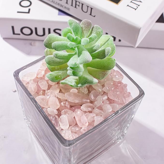 0.5 Lb/230g Rose Quartz Crystal Aquarium Gravel Rocks, Natural Tumbled Healing - Image 6