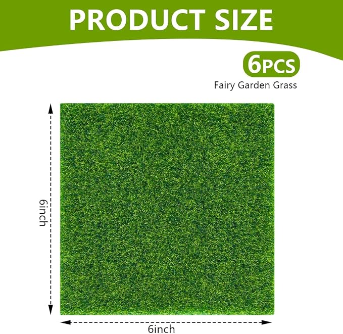 KISEER 6 Pack Fairy Garden Grass 6 x 6 Inches Miniature Artificial Craft Grass - Image 2