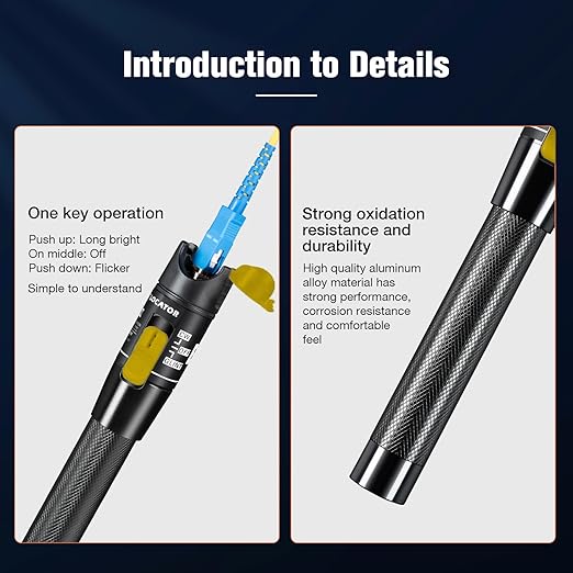 Visual Fault Locator,100-120KM Fiber Optic Cable Tester Meter VFL Red Light Pen Light Source Testers(100-120KM)