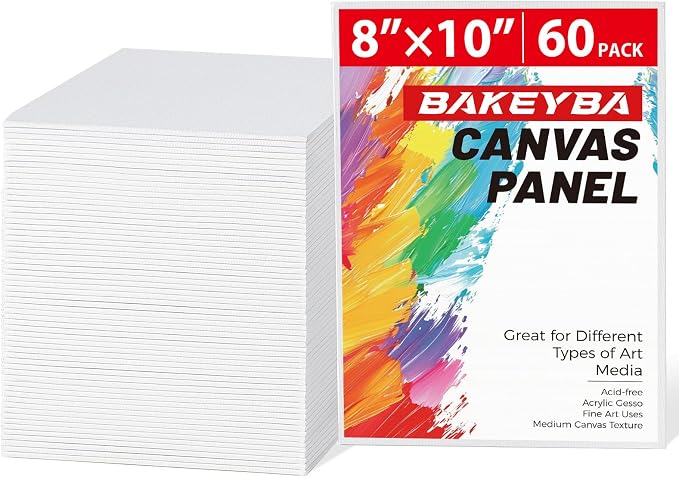60Pcs 8x10 Canvas Boards for Kids PaintingInch Art Canvas Panels | 100% Cotton by Unknown