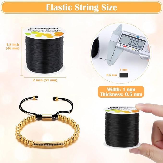 Black Elastic Stretchy String, Paxcoo Stretch Bead Cord - Image 2