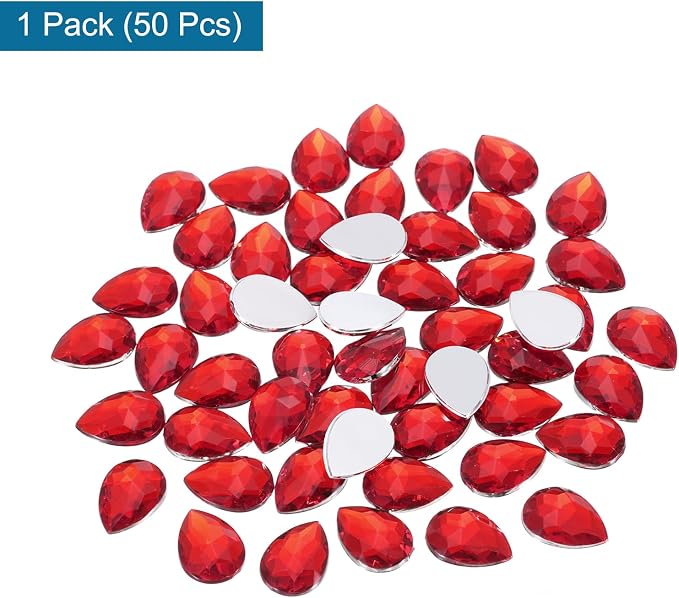 MECCANIXITY 50PCS Flat Back Acrylic Teardrop Gems 10x14mm Artificial Rhinestones - Image 3