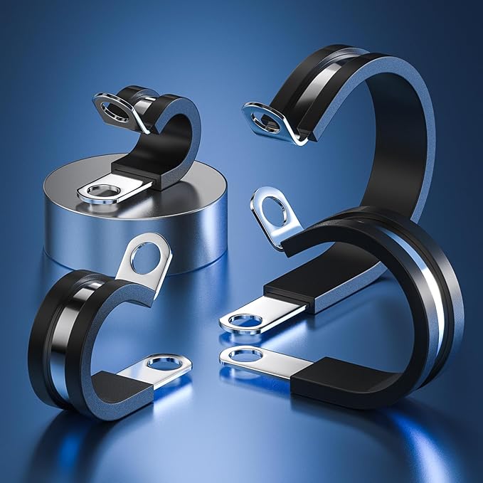 50 PCS 3/16 Inch Cable Clamps - 304 Stainless Steel, Insulated, Hose, Pipe, Sturdy, Wire Clamps