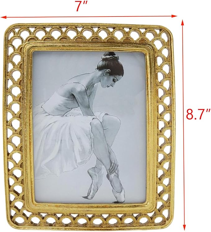 Coshar Gold Picture Frames 7 Inch Resin Table Frame 5x7 | Rustic, Table Top - Image 2