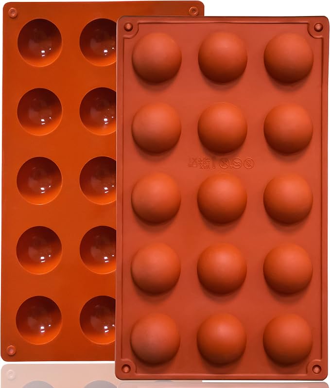 Lerykin Small 15-Cavity Semi Sphere Silicone Molds Non-Stick, 2 Packs Half by Lerykin