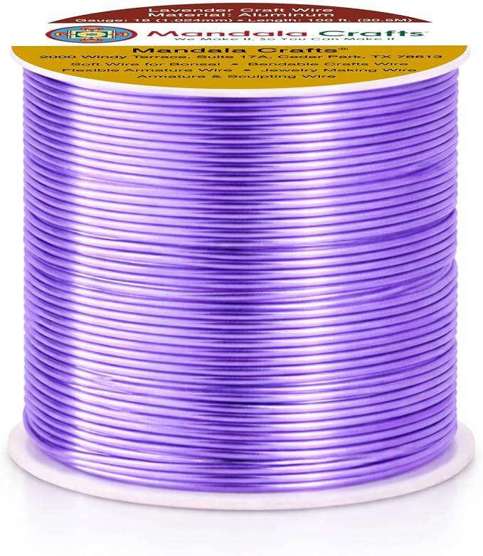 Mandala Crafts 18 Gauge Lavender Anodized Aluminum Craft Wire, 100 FT | Colored - Image 2