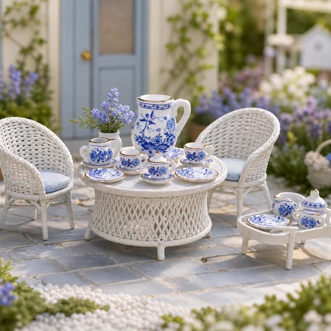 Geiserailie 2 Set 1:12 Dollhouse Miniature Porcelain Tea Cup 30 Pieces Mini - Image 7