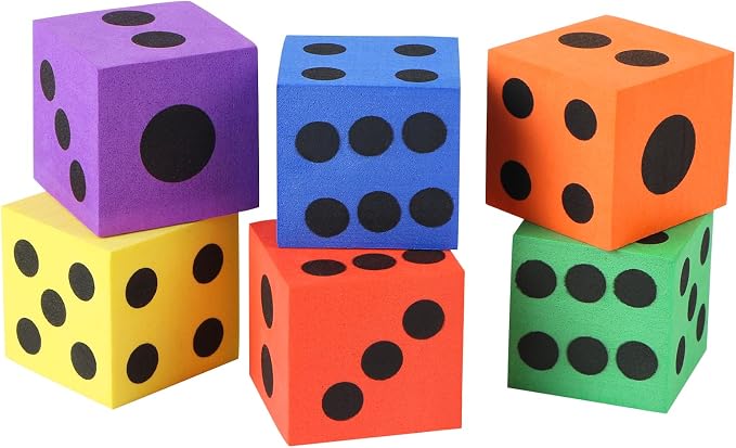 MIDELONG Foam Dice Set, 1.5 Inch Large Assorted Colorful Foam Dice Cubes by MIDELONG