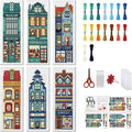 FREEBLOSS 6 Set Cross Stitch Bookmark Kit Stamped Cross Stitch Kit Street View by FreeandCreativeCraftsArt
