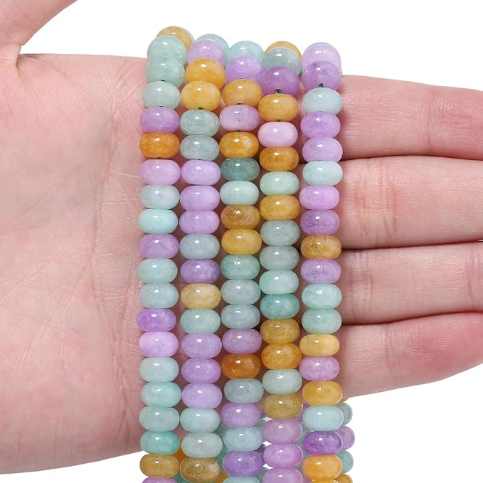 Songxi 5x8mm Natural Tang Sancai Jade Stone Rondelle Beads, Gemstone by SongXi