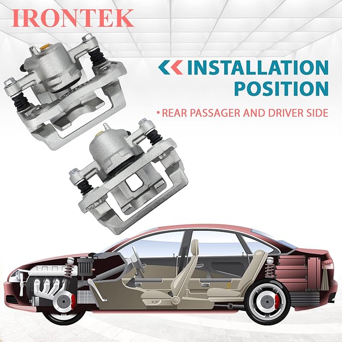 IRONTEK 19B3100+19B3101 Rear Brake Caliper Passenger & Driver Side Caliper Assembly Fit Kia [2006-2001 Optima, 05-10 Sportage], Fit Hyundai [06-08 Sonata, 05-09 Tucson]