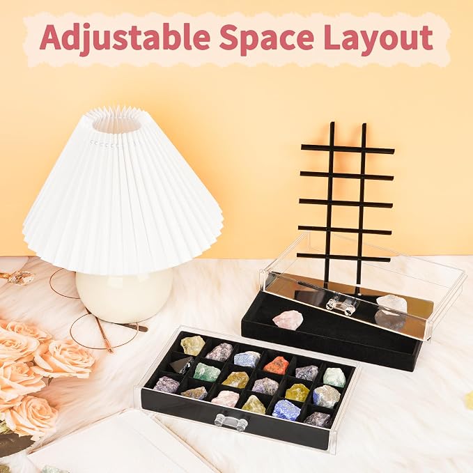 Bfttlity Acrylic Rock Display Case, 108 Grids Rock Collection Box - Image 6