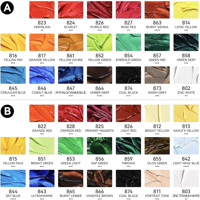 Paul Rubens Oil Paint, 40 Colors*50ml LargeTubes, Professional Oil Based Paint - Image 3
