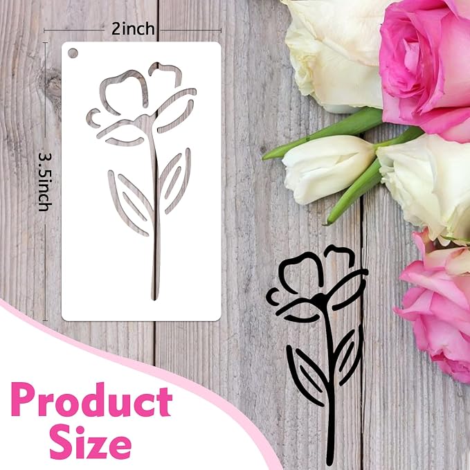 50 PCS Flower Stencils for Crafts Reusable Flower Stencils for Painting on Wood - Image 2