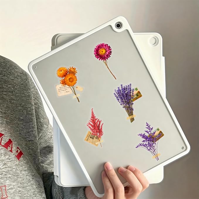 50 Pcs Clear PET Flowers Aesthetic Stickers - Image 5