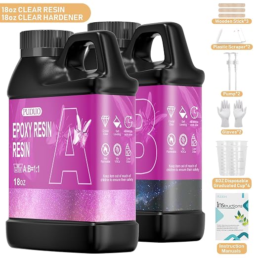 Puduo Epoxy Resin Kit 36OZ，Newly Formulated Crystal Clear Epoxy Resin，Strong - Image 6