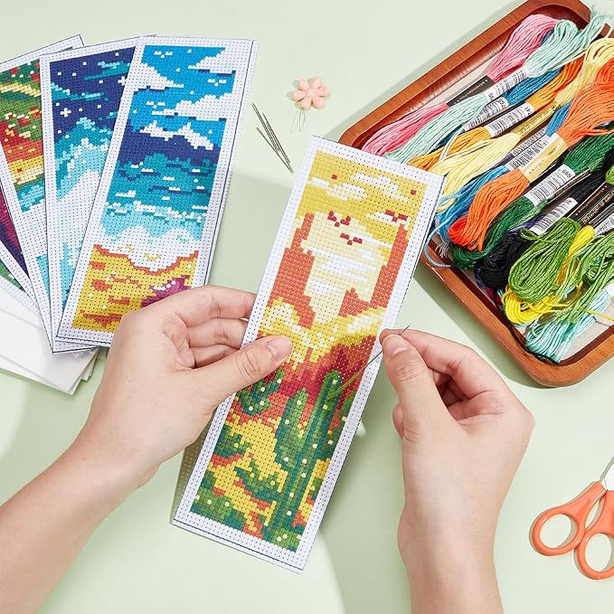 INFUNLY 6PCS Landscape Cross Stitch Bookmark Kit - Image 4