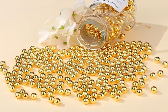 DUQGUHO 8mm Gold Beads for Jewelry Making Plastic Pearl Beads - Image 3