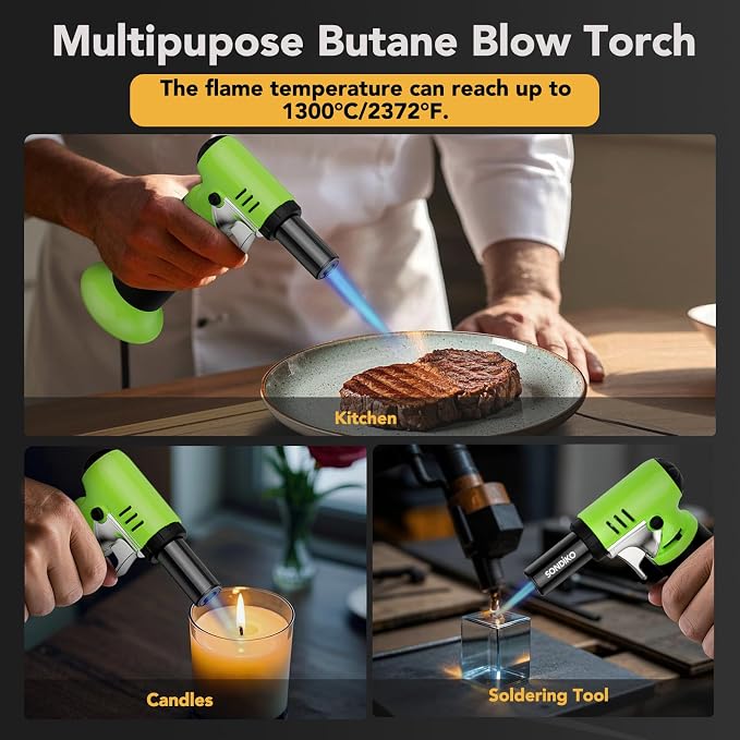 Sondiko Butane Torch with Fuel Gauge, Refillable Soldering Torch Lighter with - Image 6