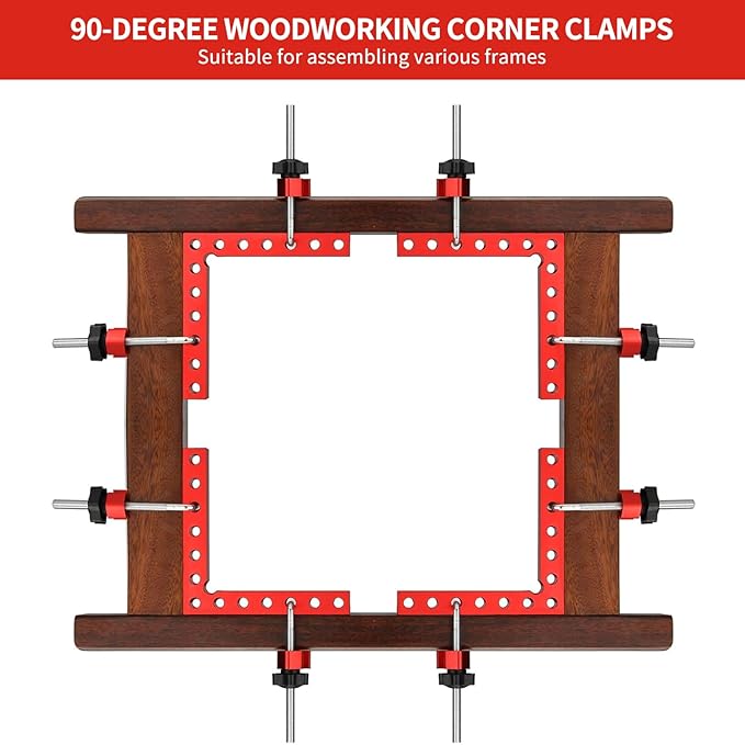 Corner Clamp for Woodworking, 90 Degree Clamp with Box, Right Angle Clamp Woodworking Tools, 4 Pack 5.5" x 5.5"Aluminum Alloy Positioning Clamping (Style 1)