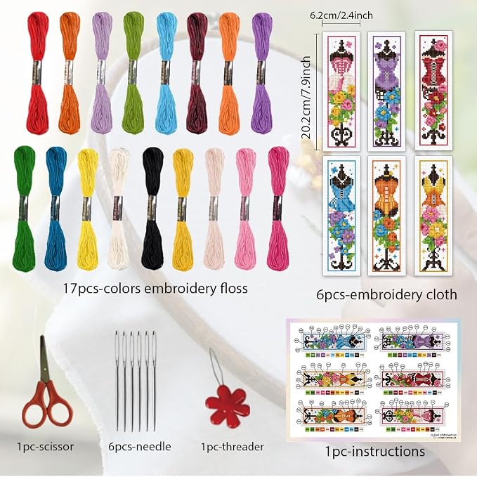 ORIGACH 6 Pcs Cross Stitch Bookmark Kit - Image 2